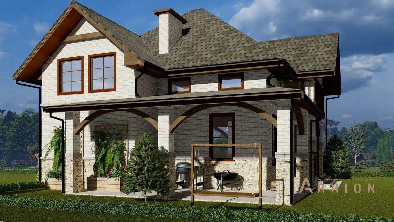 3. Проект одноэтажного дома в европейском стиле с плоской кровлей , h-1622, площадью - 235 кв c мансардой, терассой, балконом, вторым светом